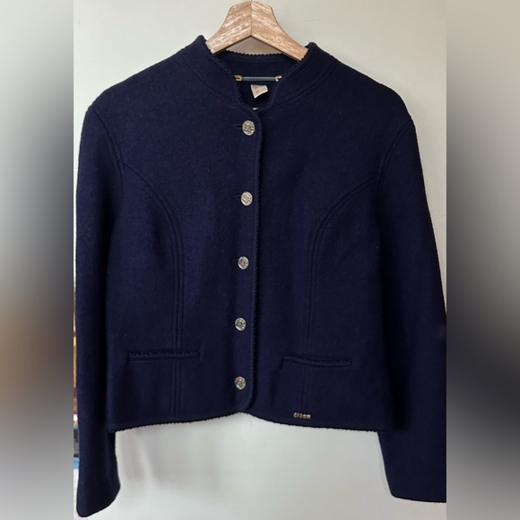 Vintage Litza Pure New Wool Navy Blue Button Down Blazer Jacket - Picture 7 of 8